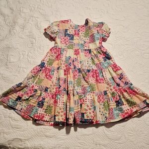 Hanna Andersson girls 100 or 4 patchwork printed pattern full circle dress VGUC